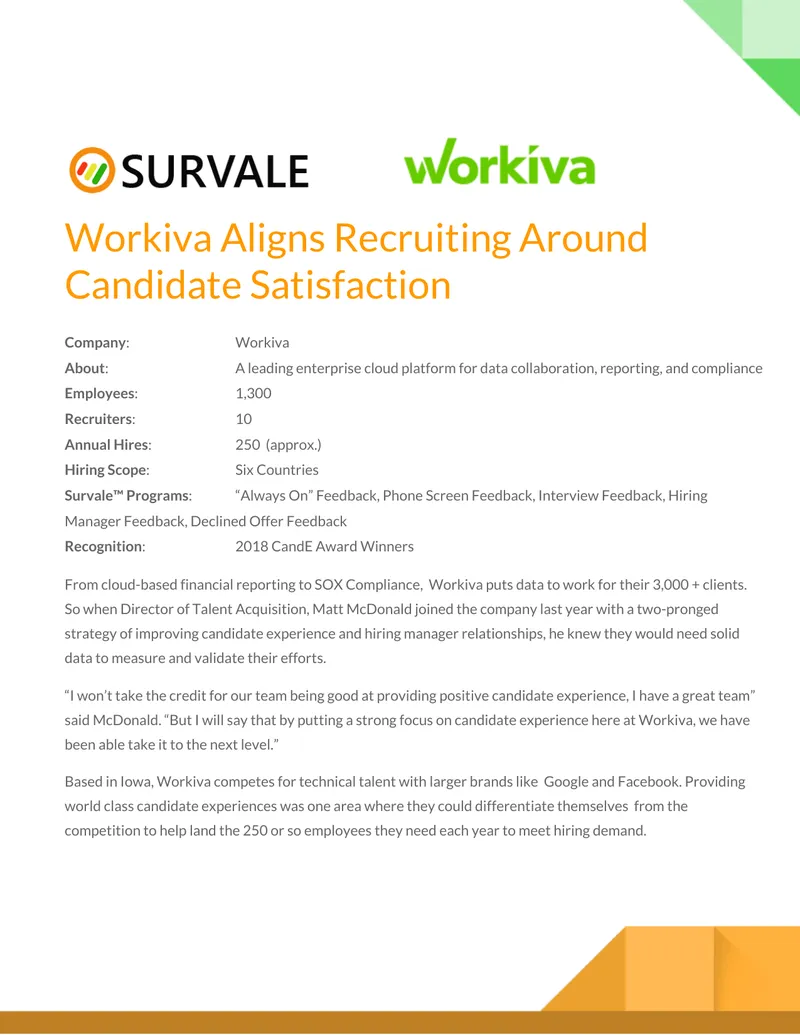 Workiva Enhances Candidate Experience with Survale