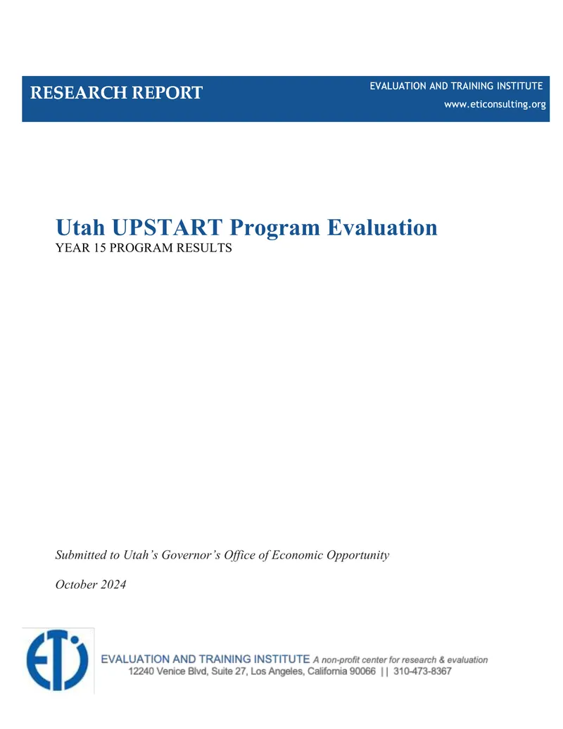 Utah UPSTART Program Evaluation Year 15 Results