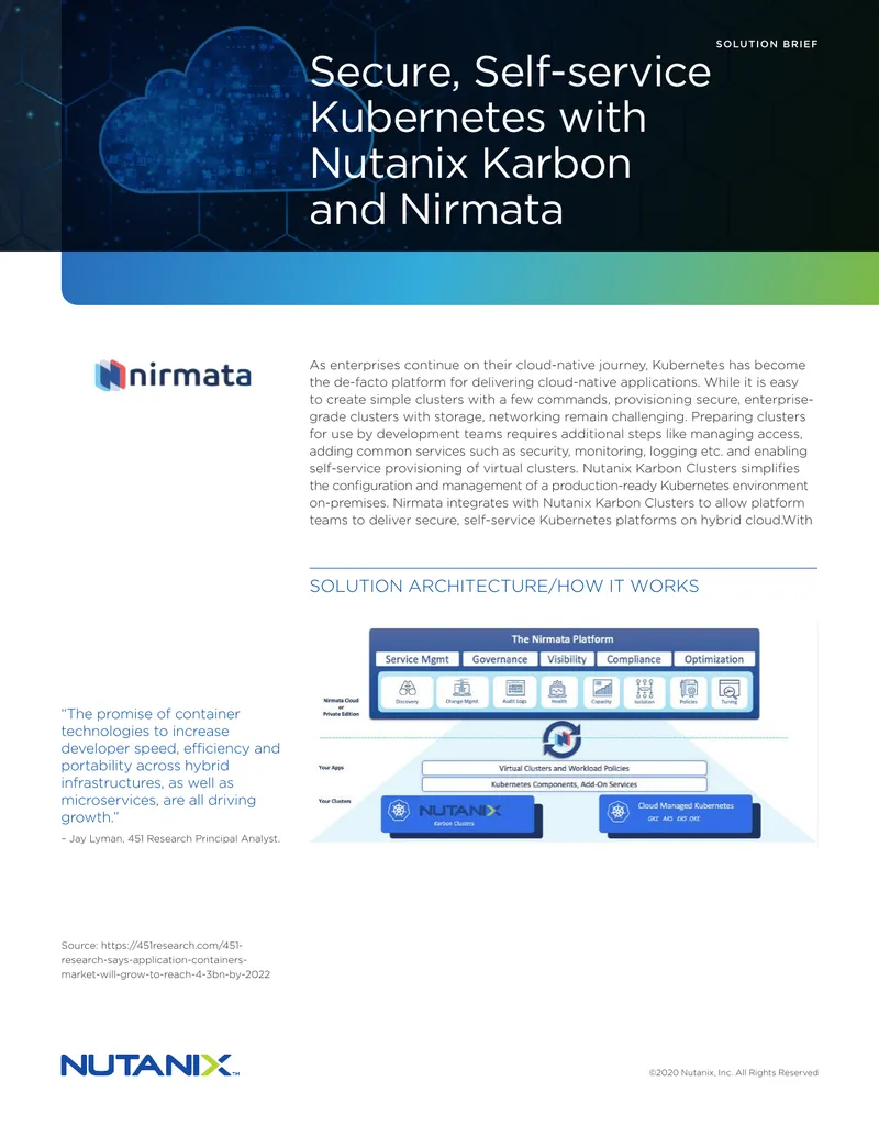 Secure Self-service Kubernetes with Nutanix Karbon and Nirmata