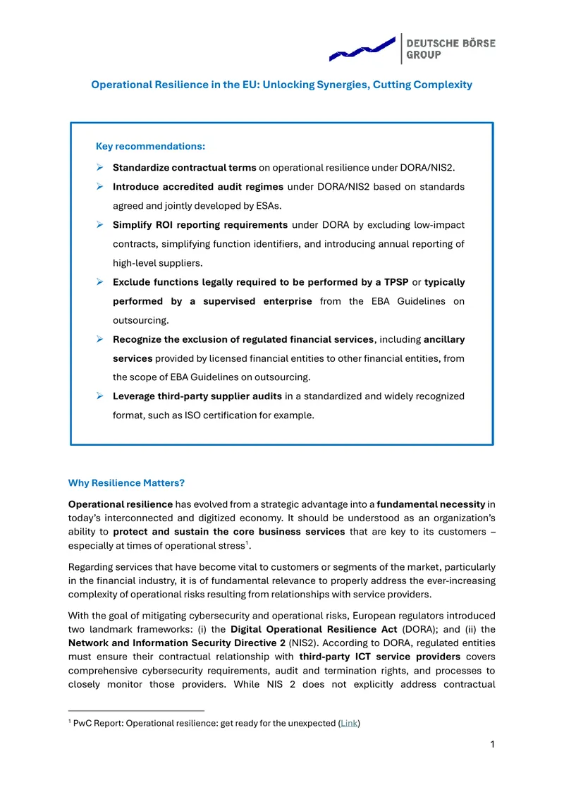 Operational Resilience in the EU: Addressing Regulatory Challenges