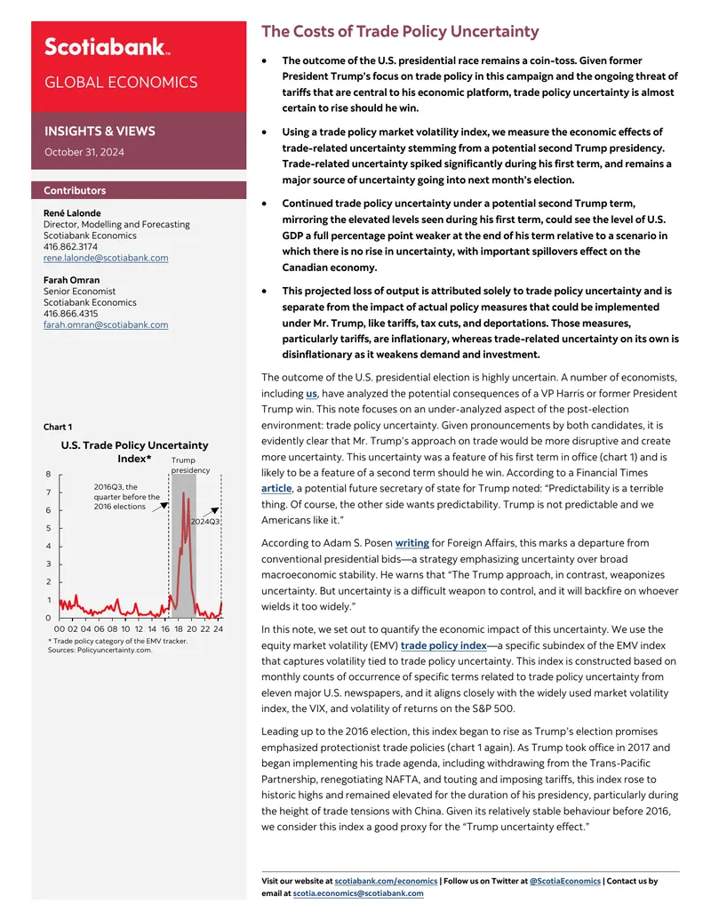 Economic Impact of Trade Policy Uncertainty