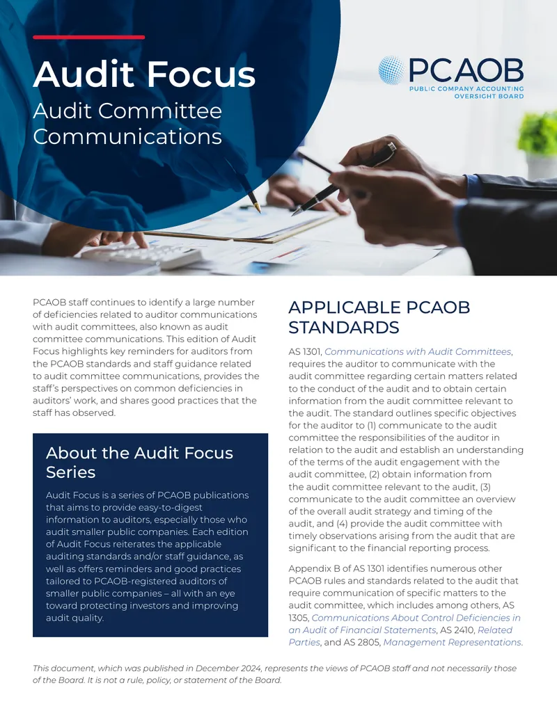 Audit Committee Communications Guidance