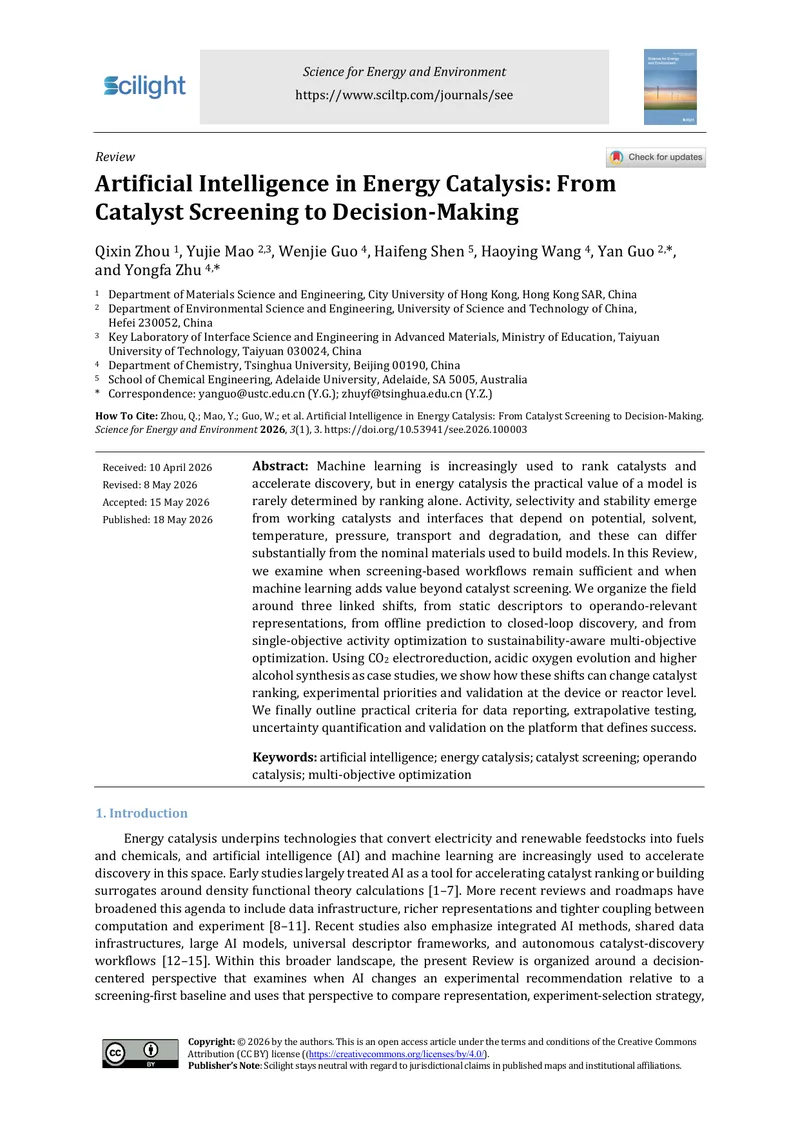 Artificial Intelligence in Energy Catalysis Decision-Making
