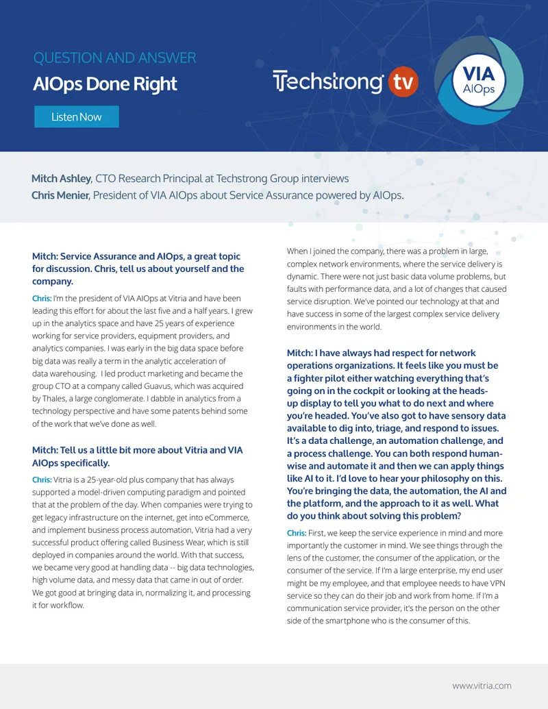 Service Assurance and AIOps Discussion