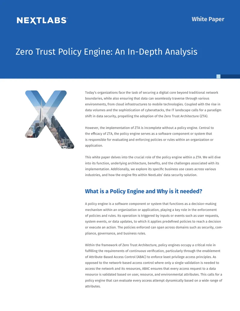 Zero Trust Policy Engine Functionality and Implementation