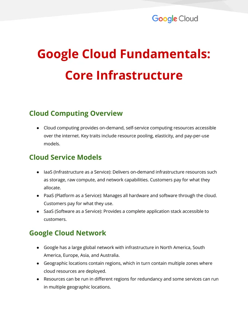 Google Cloud Fundamentals Core Infrastructure Overview