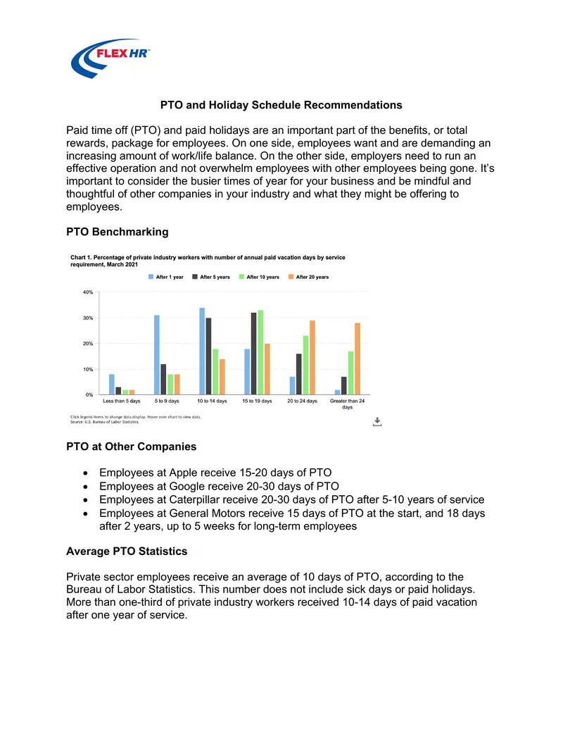PTO and Holiday Schedule Recommendations