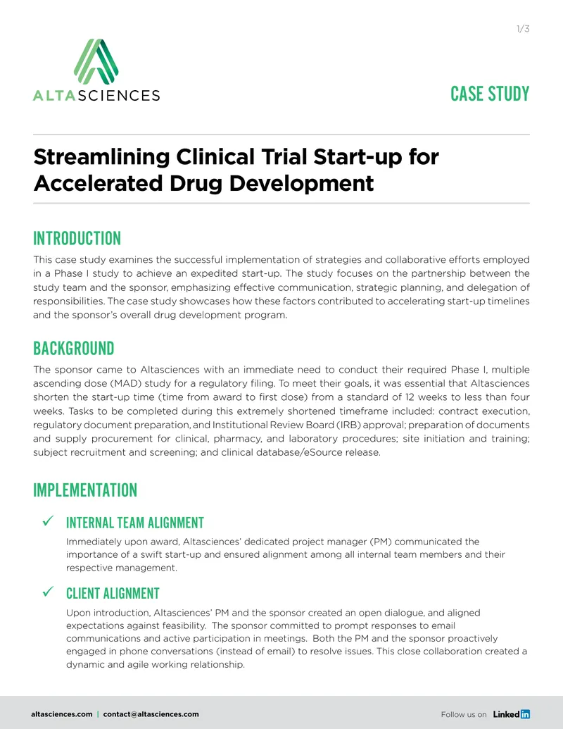 Streamlining Clinical Trial Start-up for Drug Development