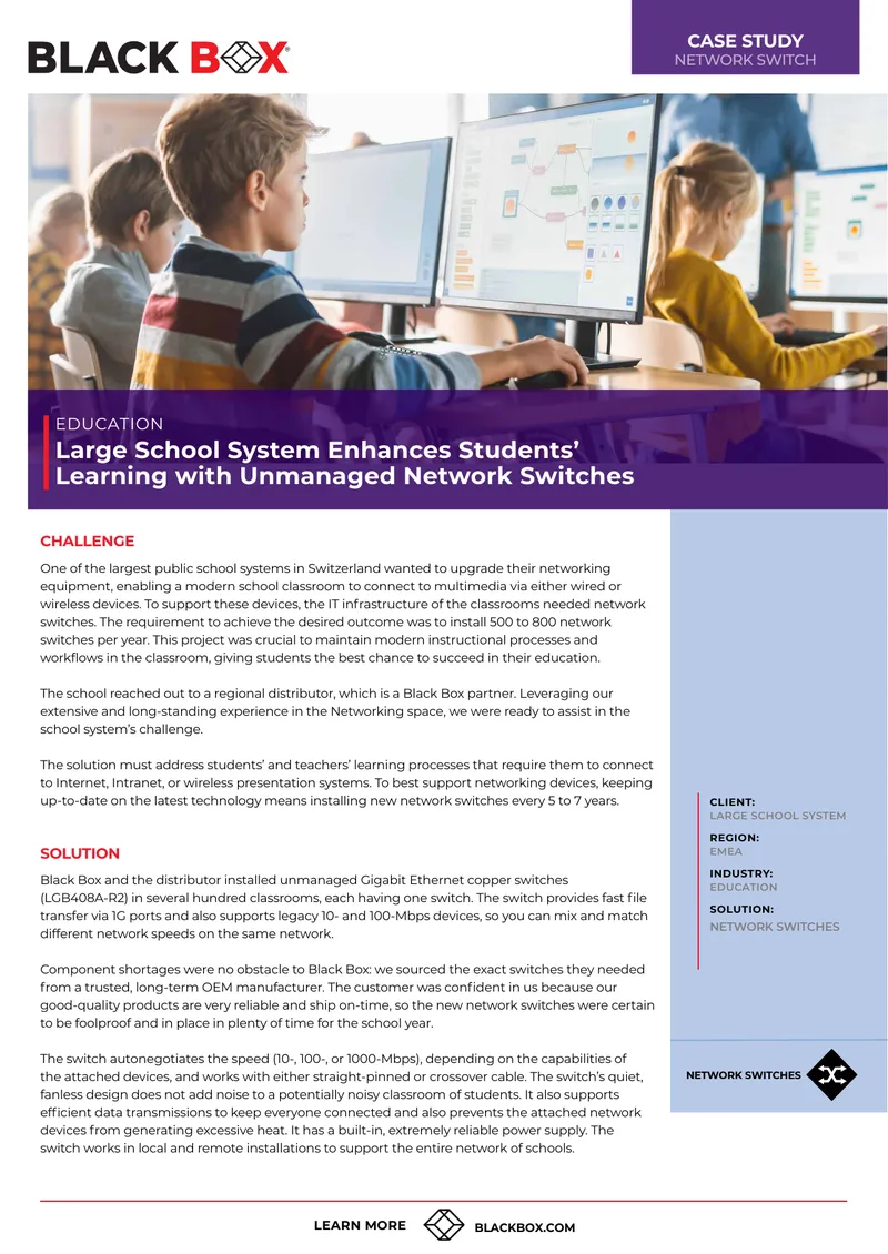 Large School System Network Switches Case Study