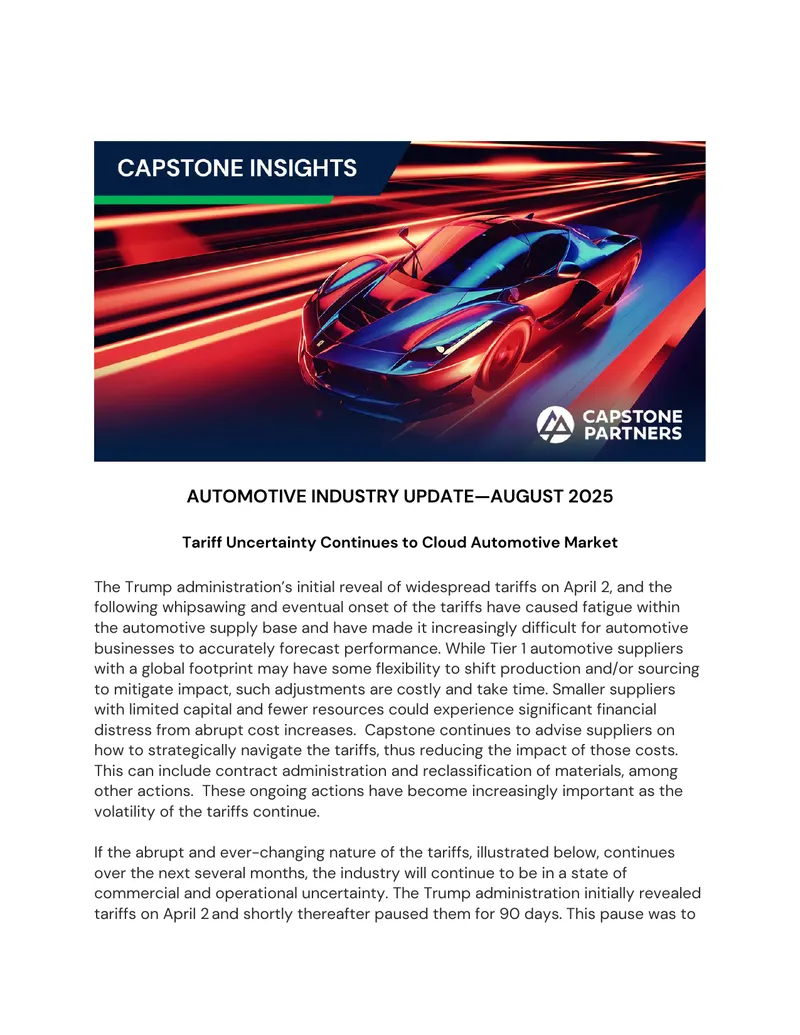 Automotive Industry Update August 2025