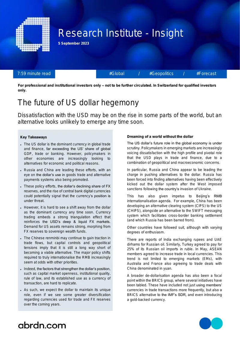 Future of US Dollar Hegemony in Global Trade