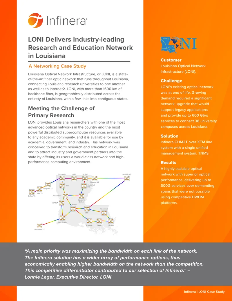 LONI Optical Network Upgrade Case Study