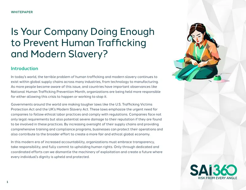 Preventing Human Trafficking and Modern Slavery in Supply Chains