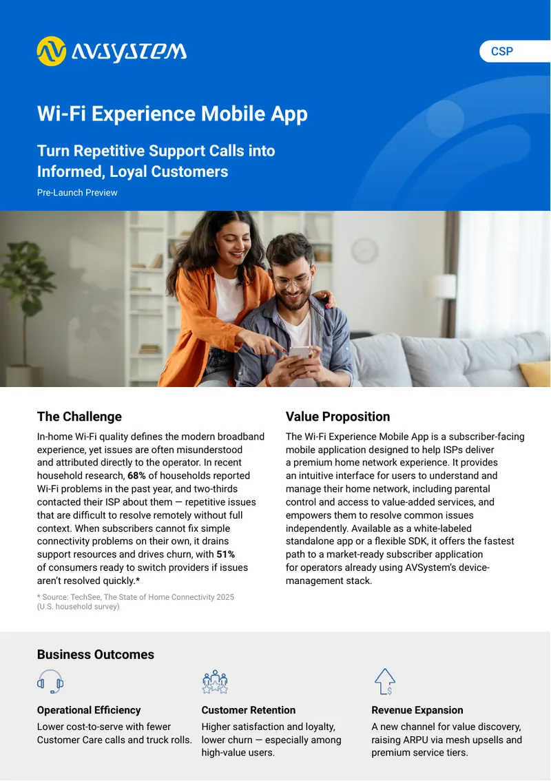 Wi-Fi Experience Mobile App Overview for ISPs