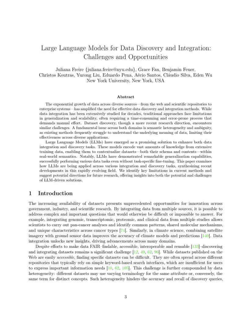 Large Language Models for Data Discovery and Integration