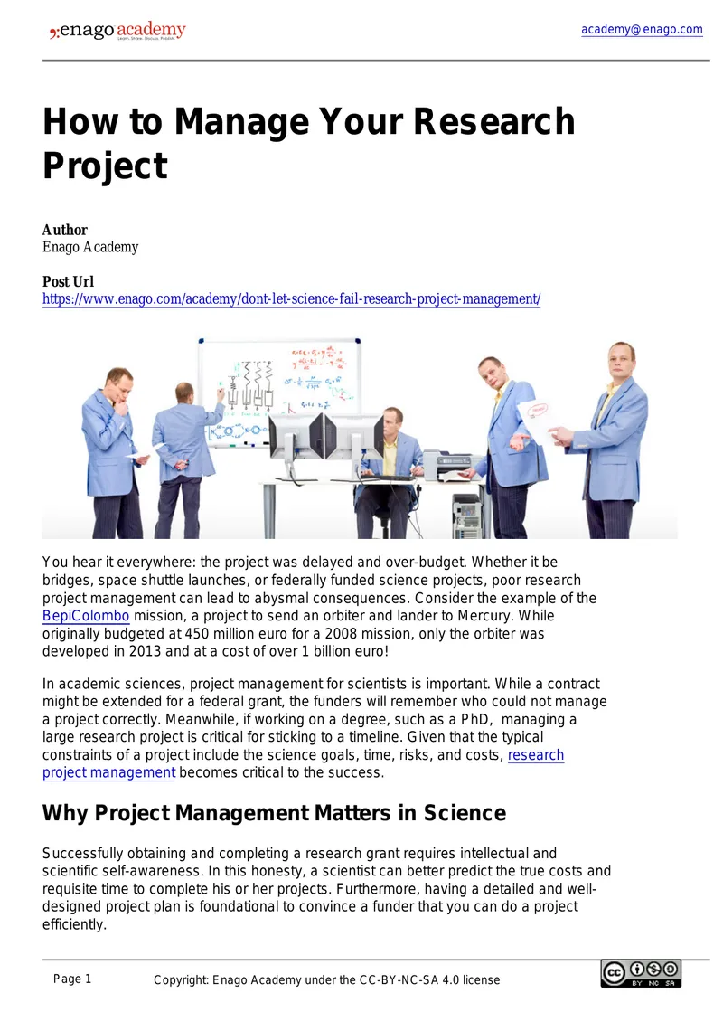 Research Project Management for Scientists