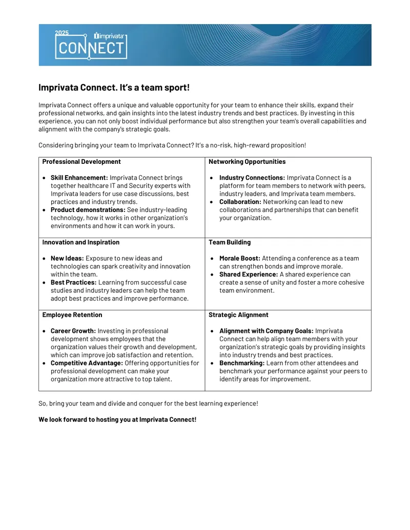 Imprivata Connect Team Development Opportunities