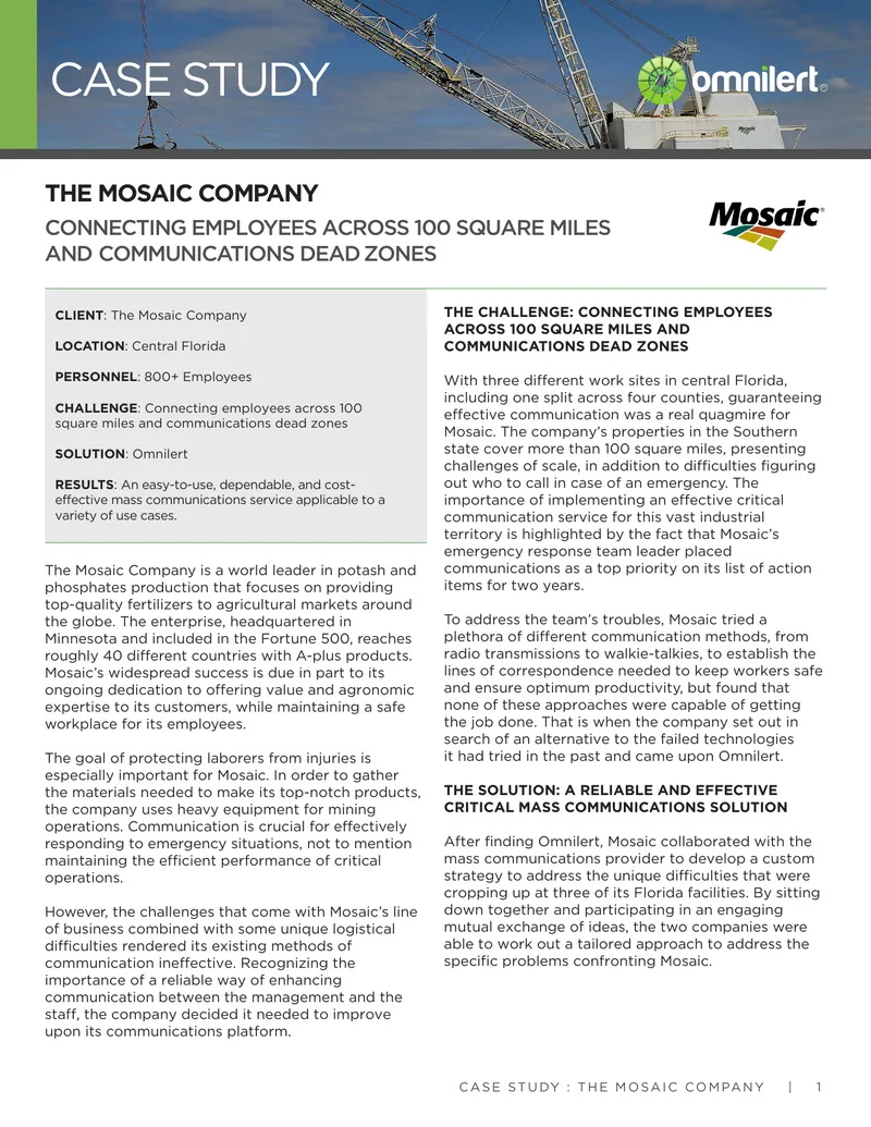 The Mosaic Company Communication Improvement Case Study