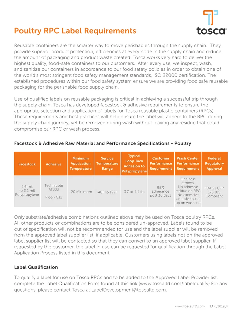 Poultry RPC Label Requirements and Guidelines