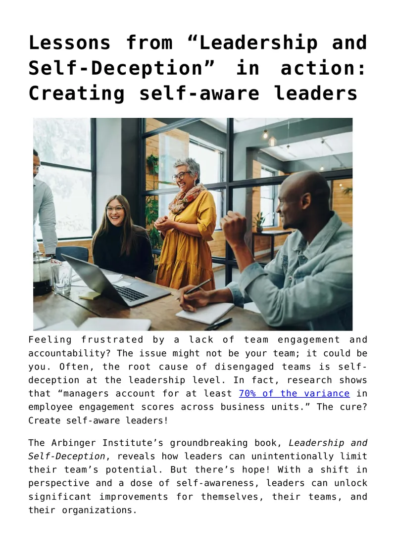 Creating Self-Aware Leaders for Team Engagement