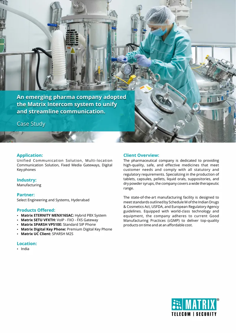 Unified Communication Solution for Pharma Company