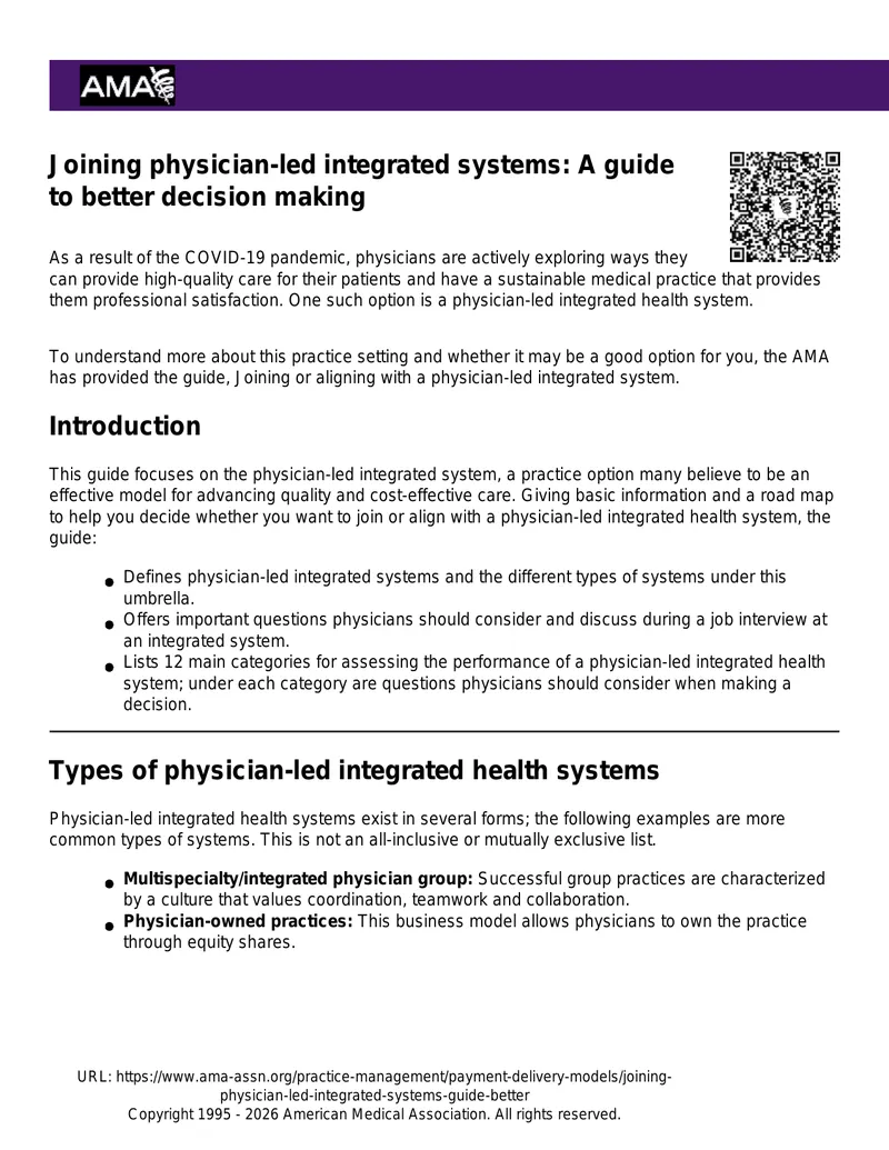 Joining Physician-Led Integrated Systems Guide
