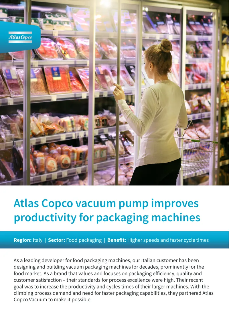 Atlas Copco Vacuum Pump Implementation for Packaging Machines