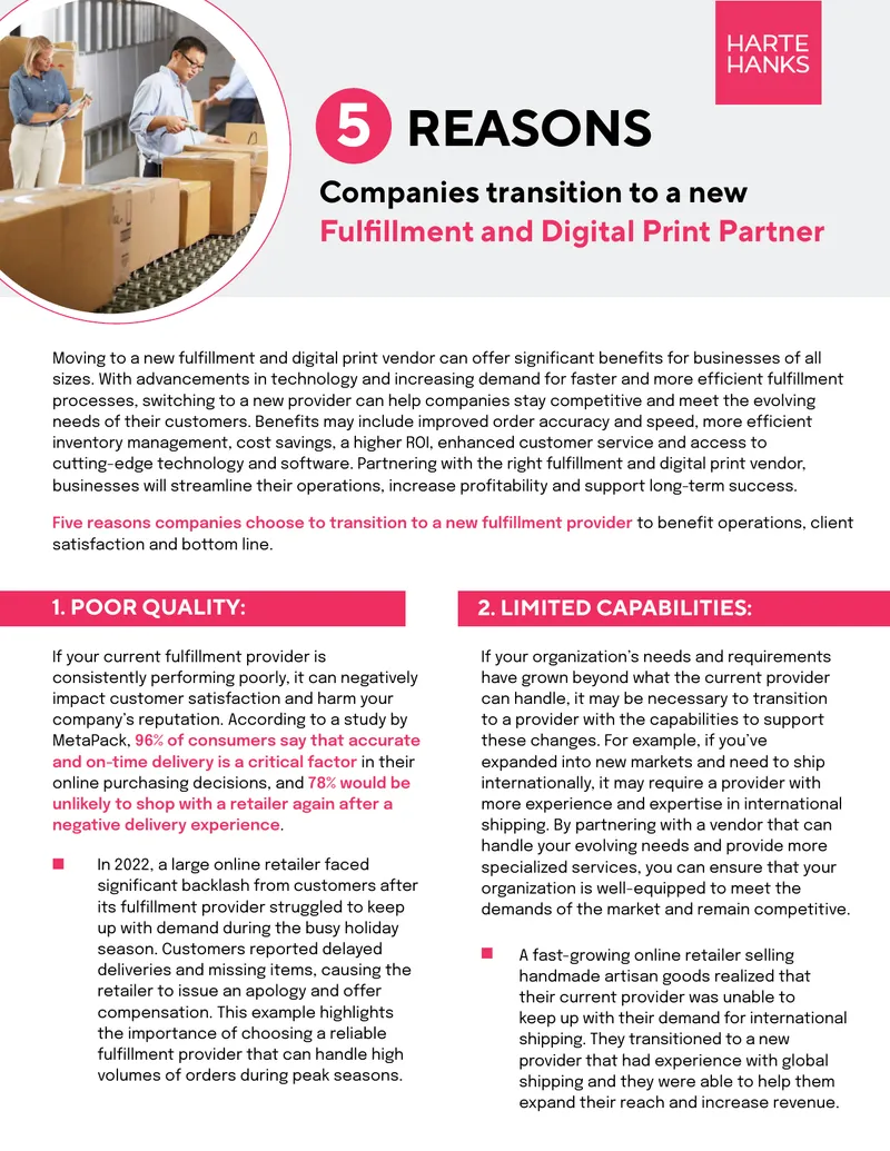Transitioning to a New Fulfillment Provider