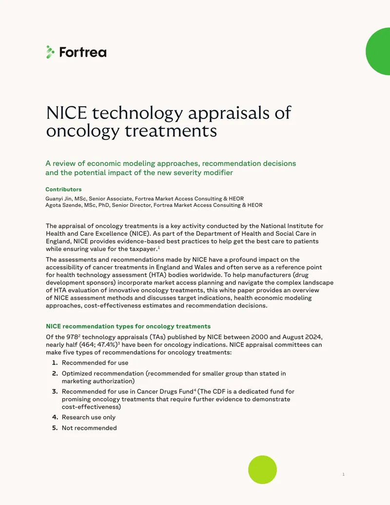 NICE Technology Appraisals of Oncology Treatments