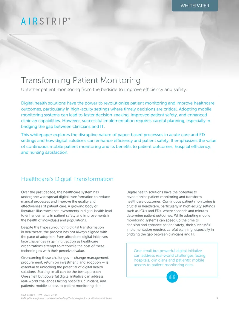 Digital Transformation in Patient Monitoring