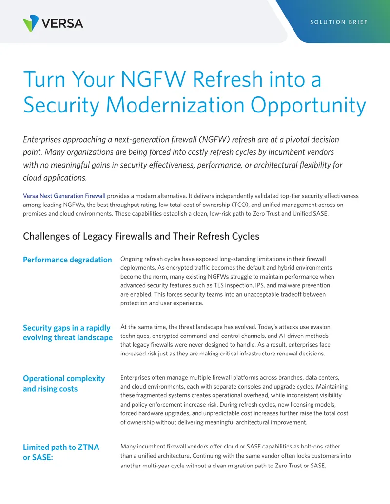 Next-Generation Firewall Refresh and Security Modernization