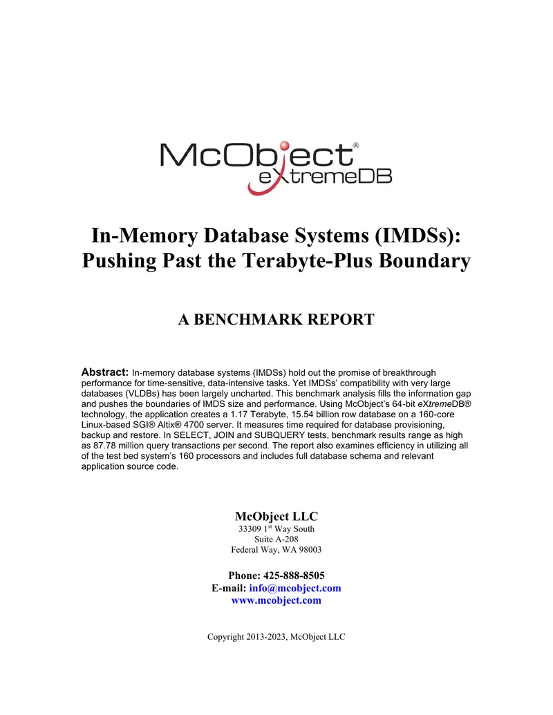 Benchmark Report on In-Memory Database Systems Performance