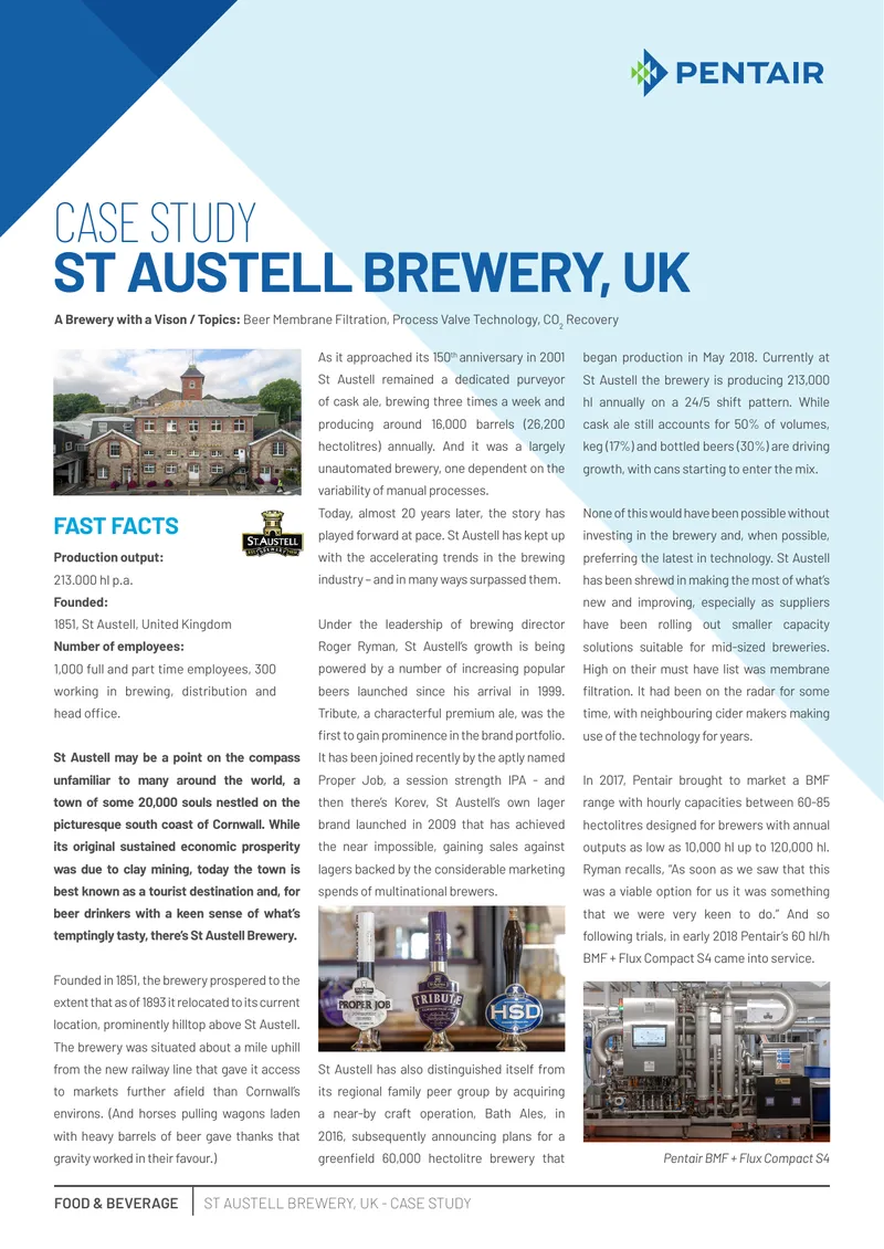 St Austell Brewery Case Study on Membrane Filtration