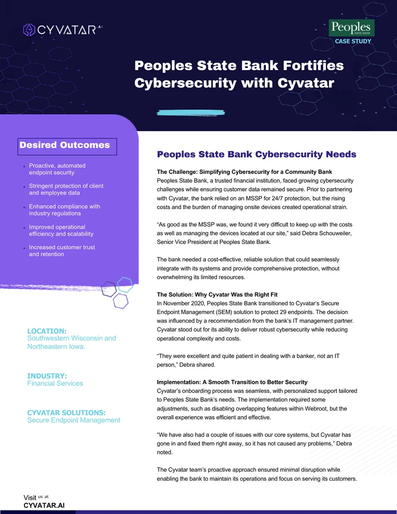 Peoples State Bank Cybersecurity Case Study
