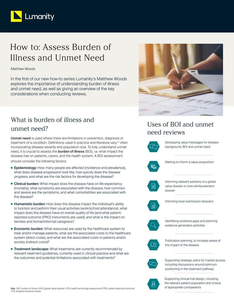Assessing Burden of Illness and Unmet Need