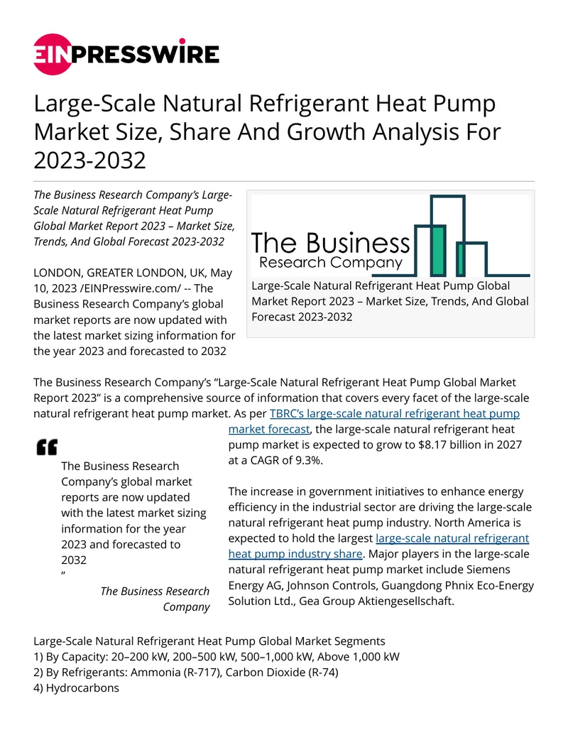 Large-Scale Natural Refrigerant Heat Pump Market Report 2023