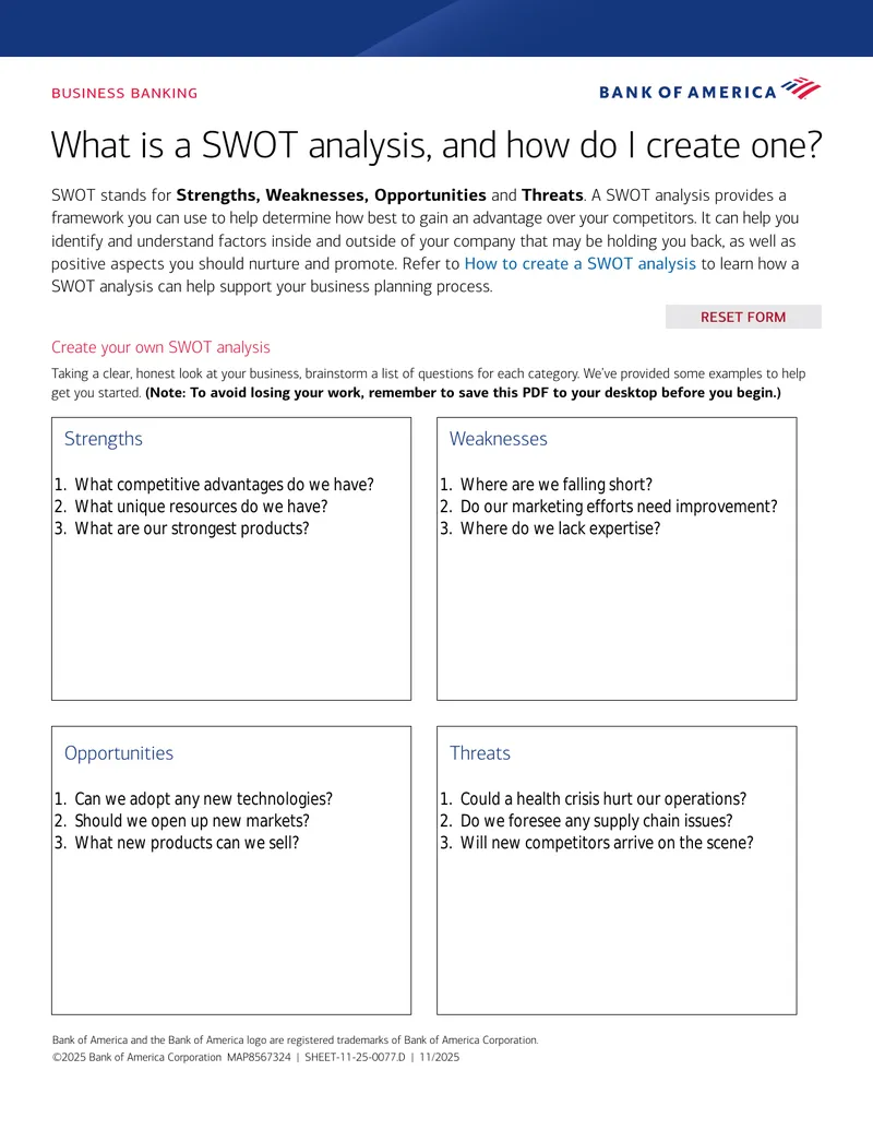 SWOT Analysis Framework and Creation Guide