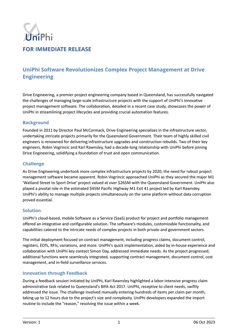 Project Management Software Implementation at Drive Engineering