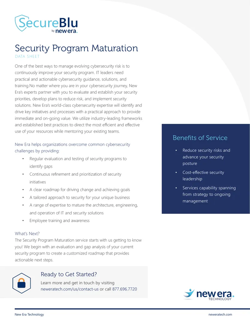 Security Program Maturation Data Sheet