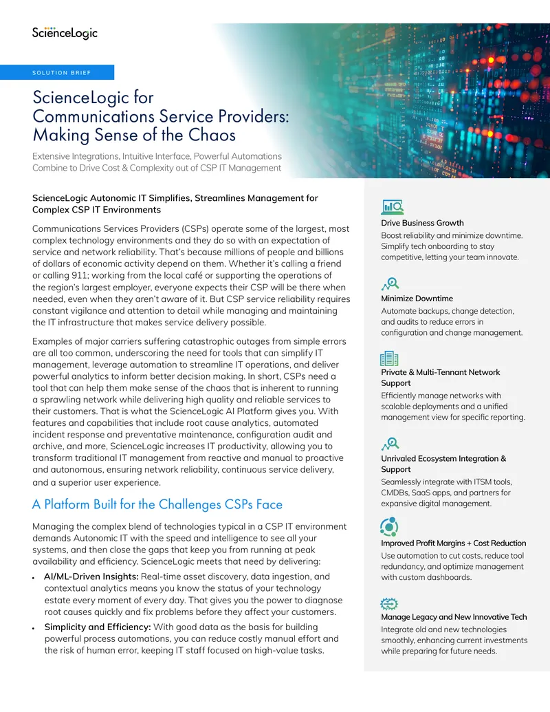 ScienceLogic Autonomic IT for Communications Service Providers