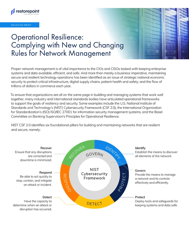 Operational Resilience in Network Management