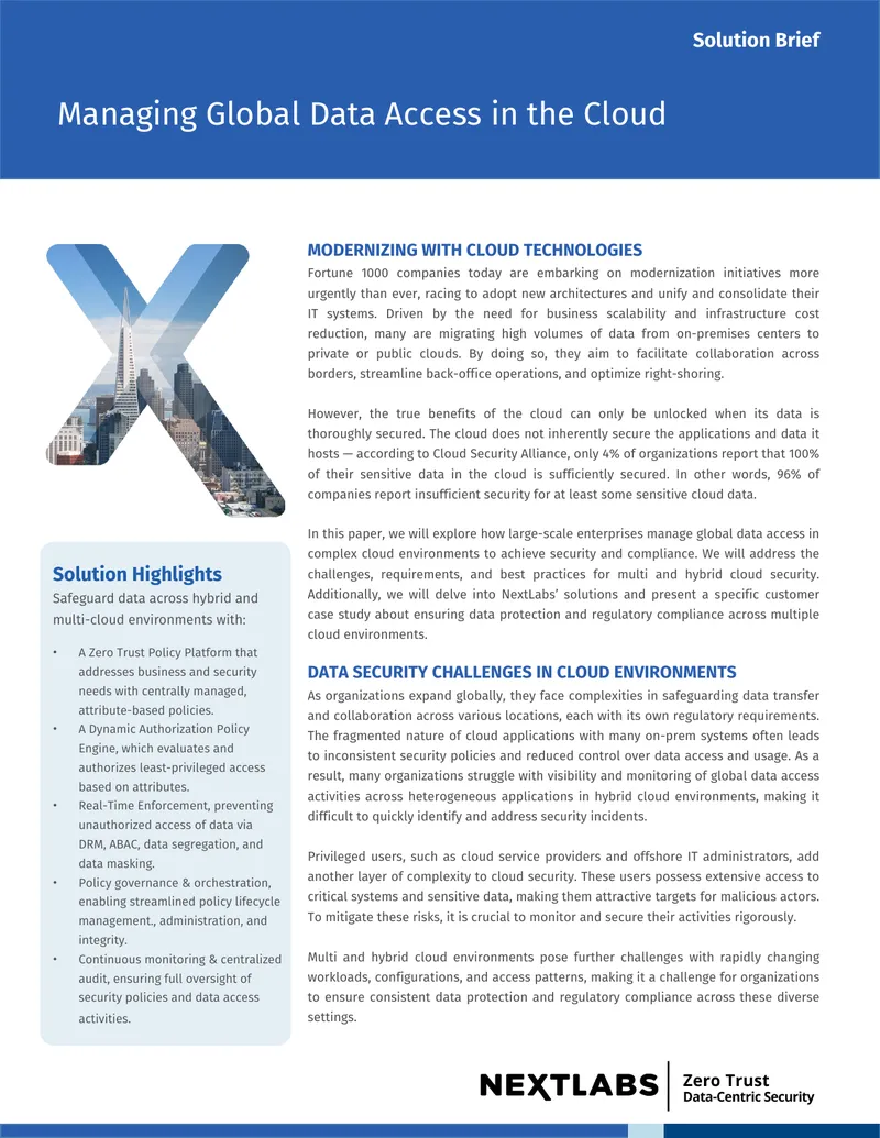 Managing Global Data Access in Cloud Environments