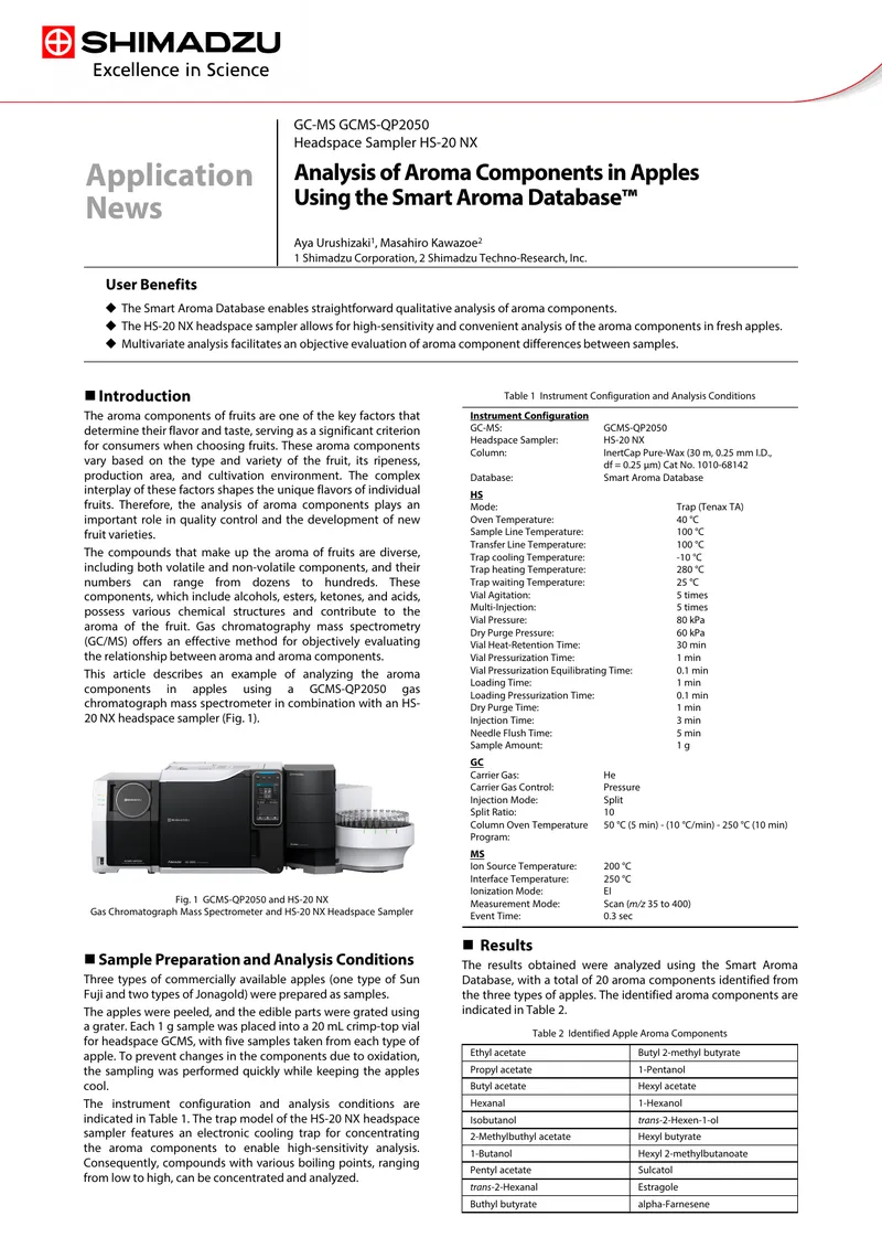 Analysis of Aroma Components in Apples Using GC-MS