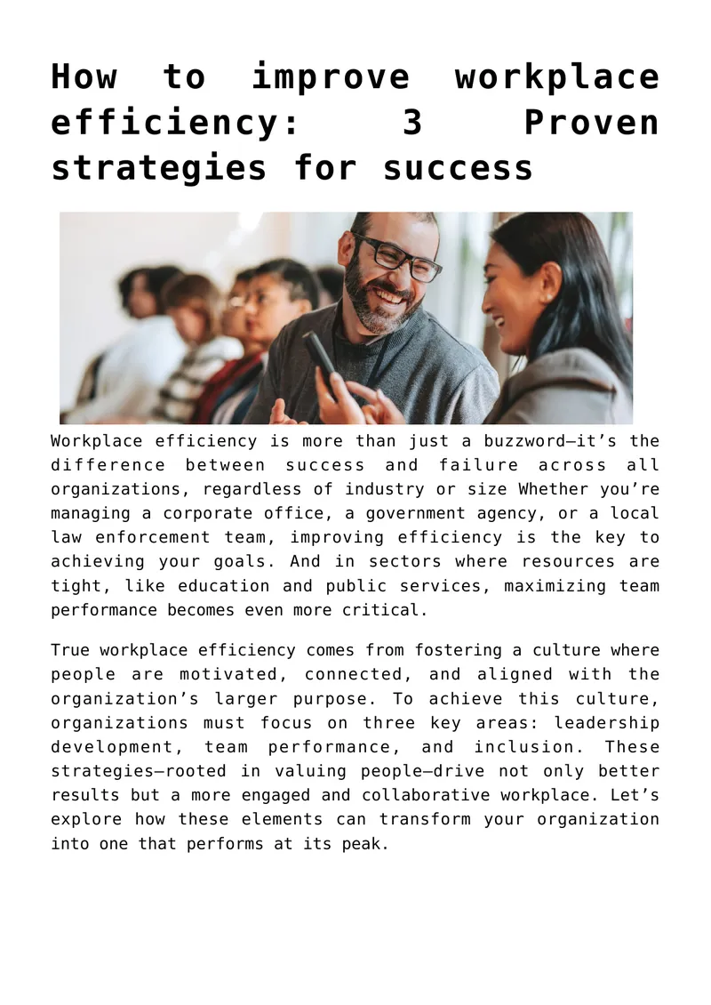 Strategies for Improving Workplace Efficiency