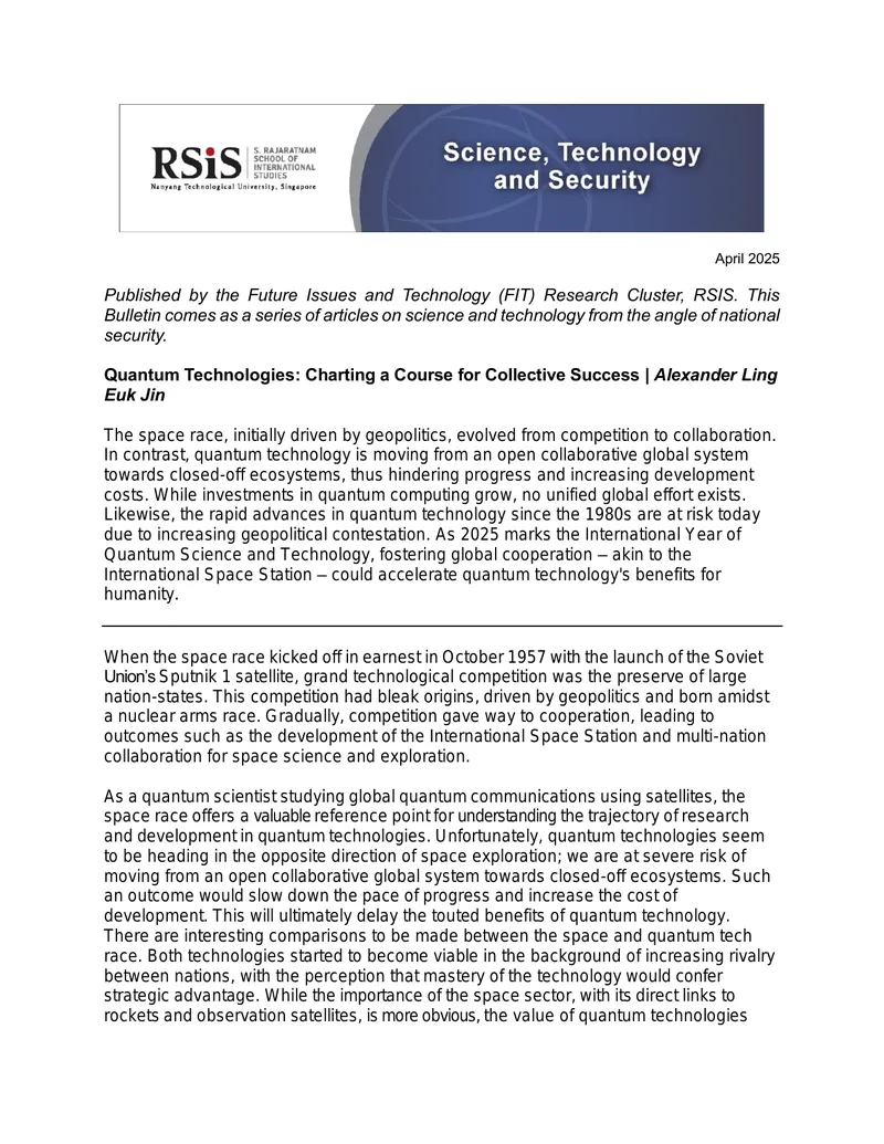Quantum Technologies and Global Cooperation Challenges