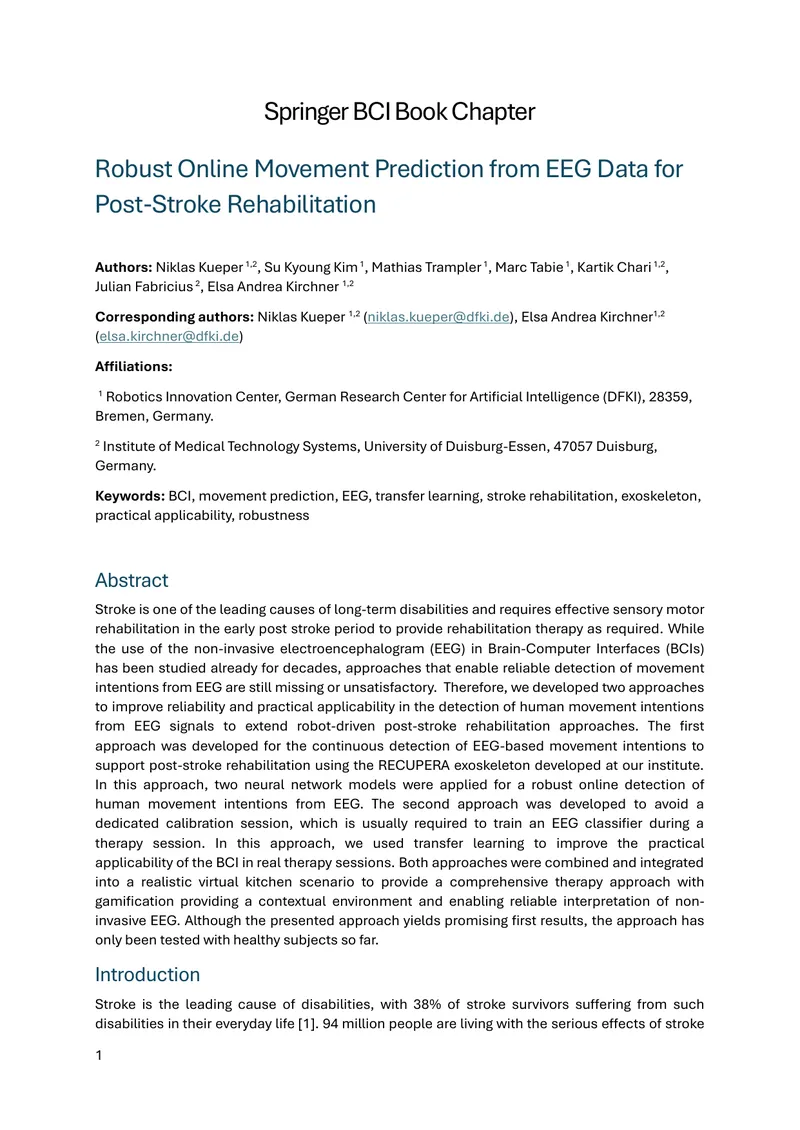 Robust Online Movement Prediction for Stroke Rehabilitation