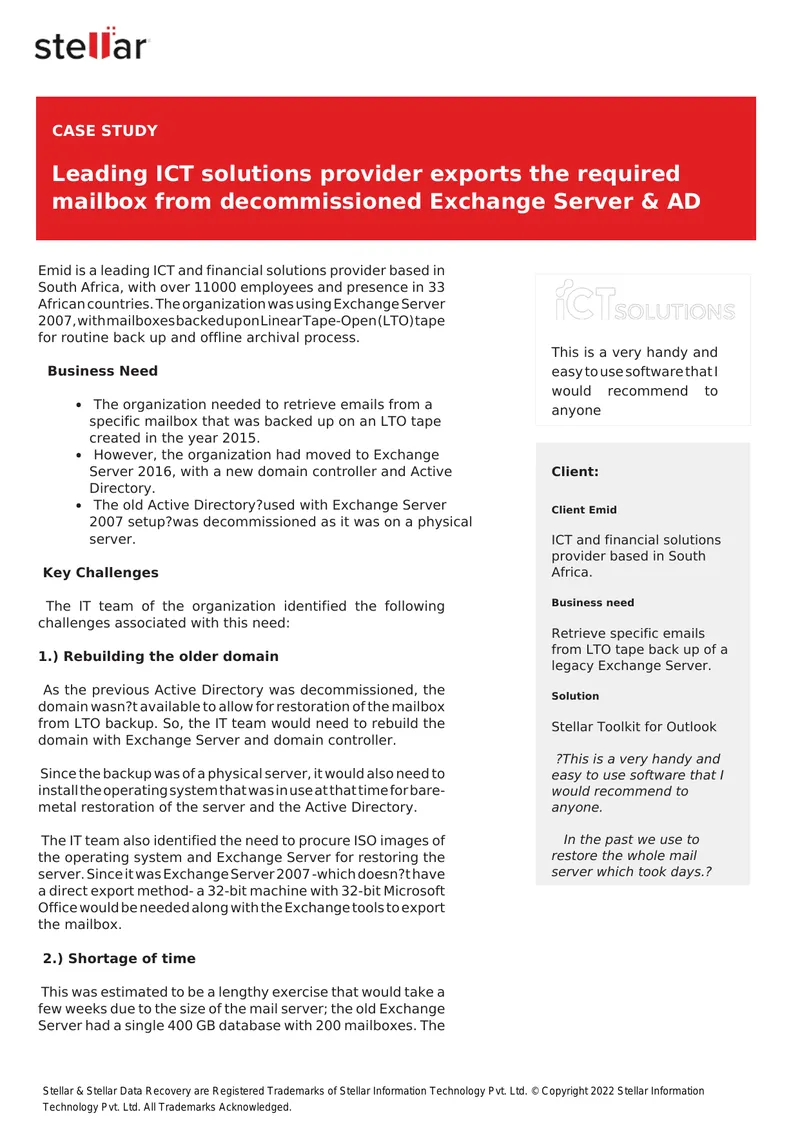 Mailbox Restoration from LTO Tape Backup Case Study