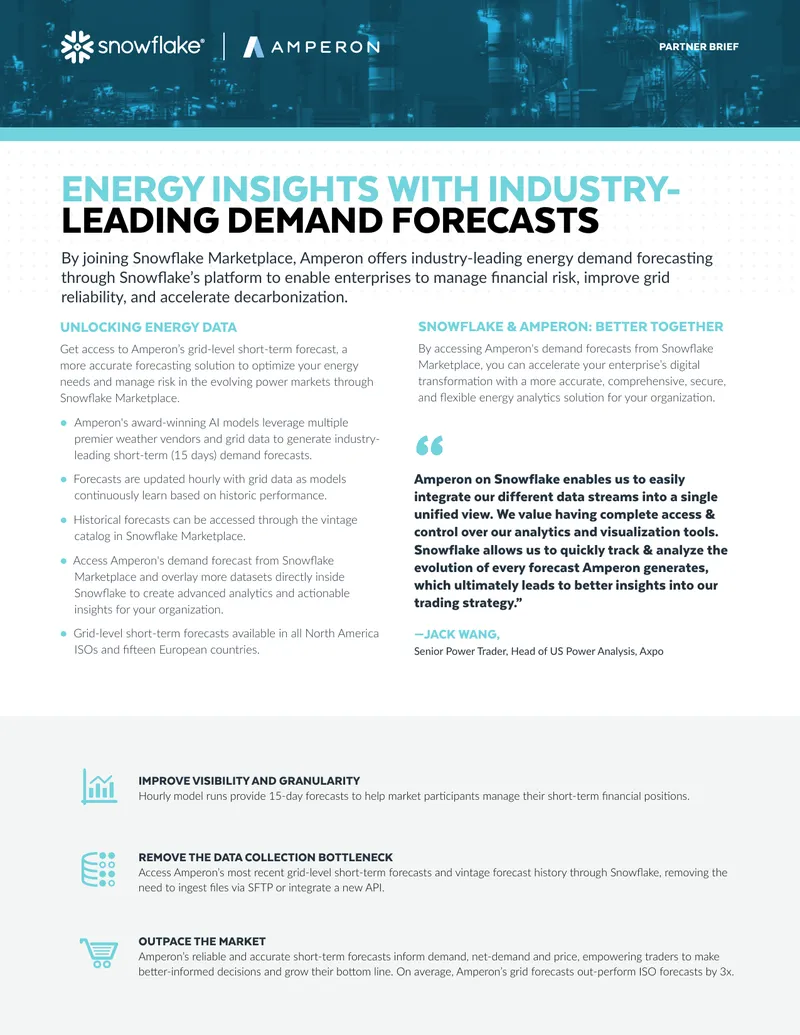 Energy Demand Forecasting with Amperon and Snowflake