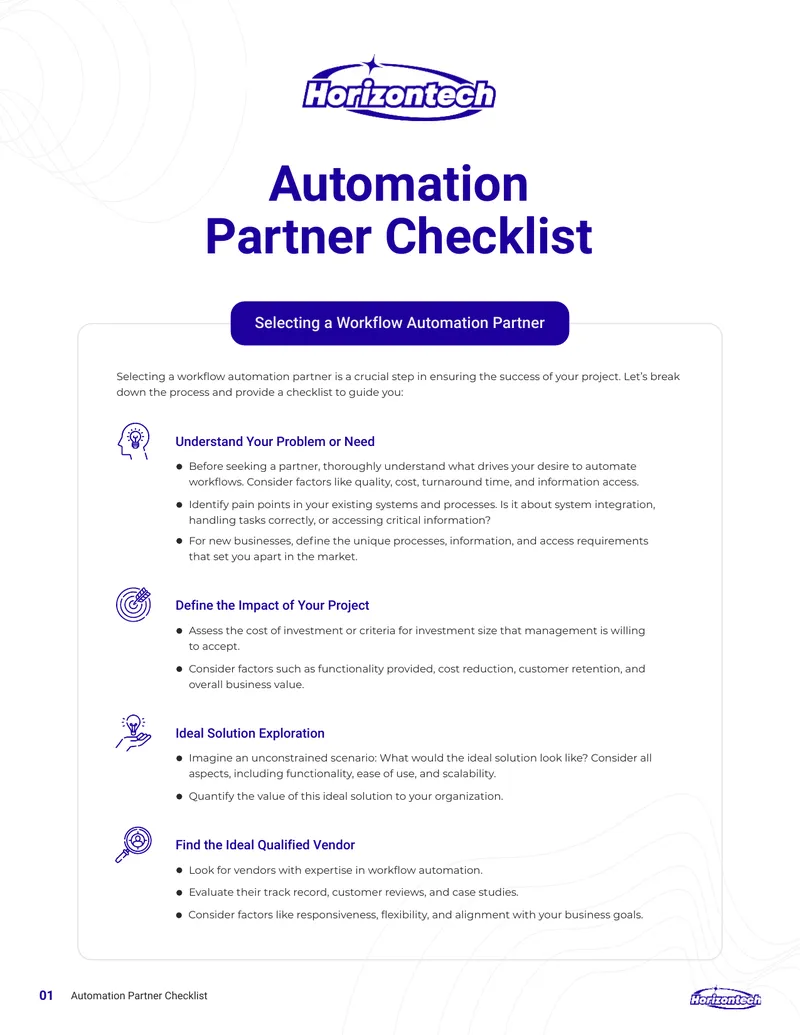 Workflow Automation Partner Selection Guide