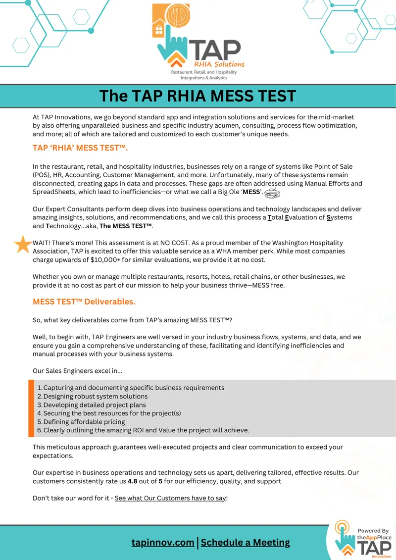 TAP MESS TEST Deliverables Overview